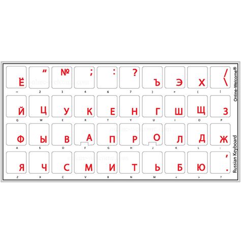 RUSSIAN KEYBOARD STICKERS TRANSPARENT RED LETTERS | Online-Welcome.com