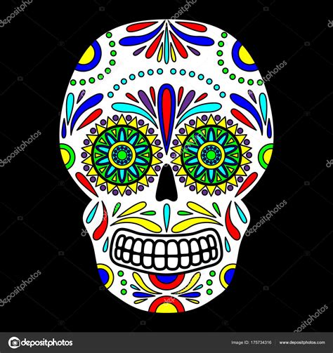 Day Dead Colorful Skull Floral Ornament Mexican Sugar Skull Vector Stock Vector Image by ©exit ...