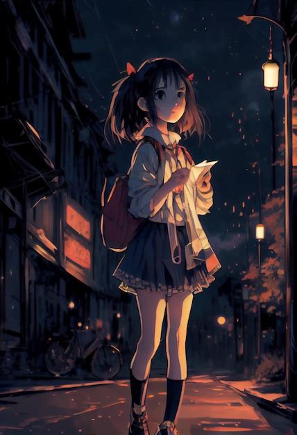 Premium Photo | Anime girl night cute generative ai