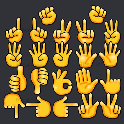 Finger Counting Hands Clip Art Emoji Style, Hand Signals Clip Art ...