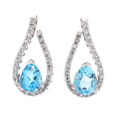 White Gold, Blue Topaz, and Diamond Earrings (Lot 2130 - Estate Jewelry AuctionJan 25, 2024, 10 ...