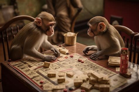 Premium AI Image | Two monkeys playing a board game with the word monkey on it