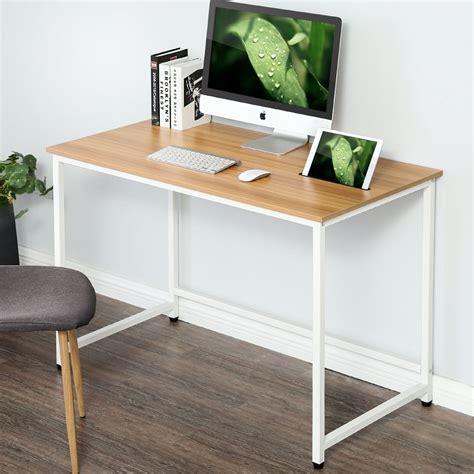 Fitueyes Writing Desk with Slot，Wood and Metal Study Computer Desk for ...