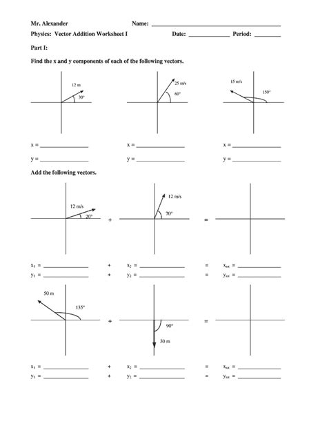 Adding Vectors Physics Worksheet