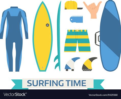 Surfing equipment set Royalty Free Vector Image