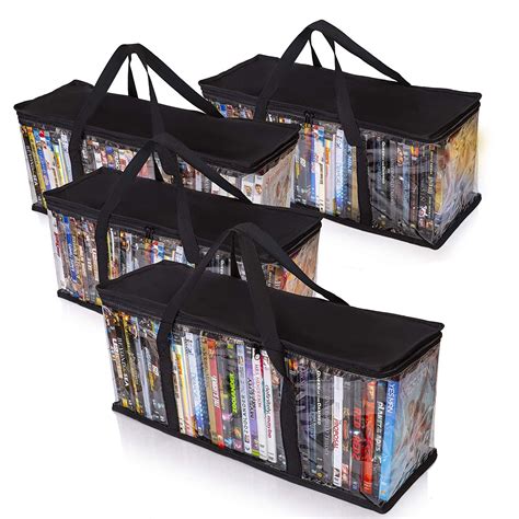 DVD, Blu-Ray, Games Cases - Storage Container Organizer - 4 Storage Bags 40 DVD Each (160 Total ...