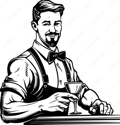 Bartender pose sketch drawing Stock Vector | Adobe Stock