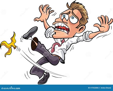 Cartoon Businessman Slipping On A Banana Peel Stock Illustration - Image: 41942806