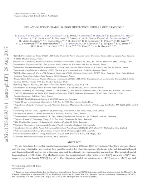 (PDF) Size and Shape of Chariklo from Multi-epoch Stellar Occultations