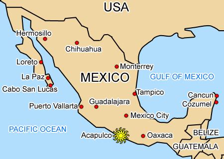 Maps of Acapulco and Cancun - Acapulco and Cancun