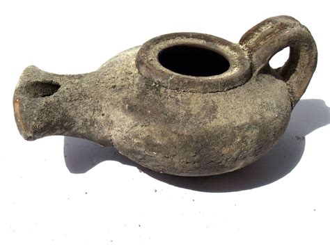 Biblical Jerusalem Oil lamp Holy Land Ancient Antique Roman Black Clay Pottery | eBay