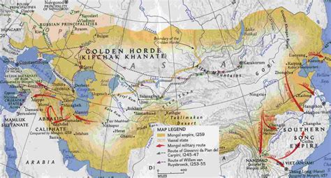 Map of the Mongol Empire under Kublai Khan, 1259... - Maps on the Web