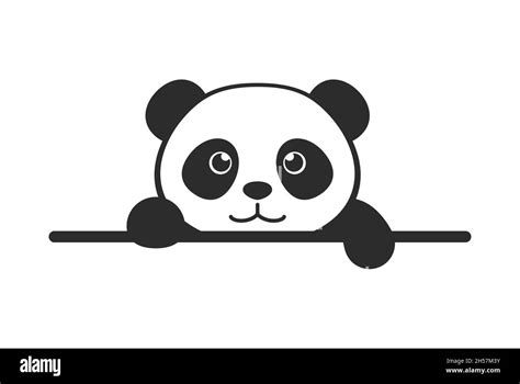 Little Panda. Cartoon Panda. Cute Panda Face. Baby Shower. Paws up over wall Stock Vector Image ...