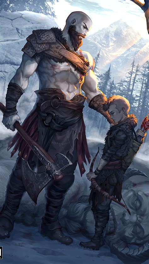 2160x3840 Kratos And Atreus God Of War Art Sony Xperia X,XZ,Z5 Premium ...