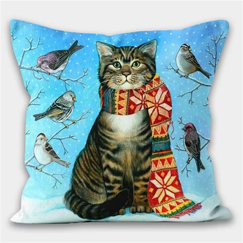 Cute Cat Pillow Covers Cat Pattern Cushion Case Housewarming - Etsy