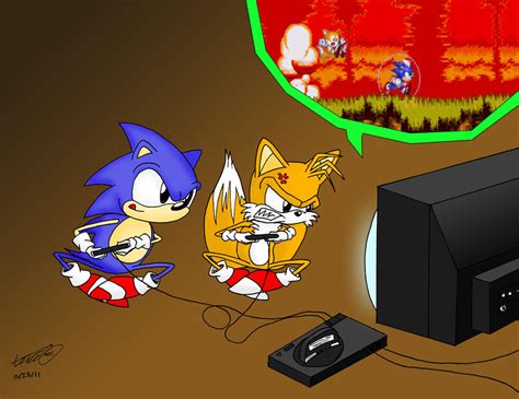 Sonic and Tails Play Genesis by comok64 on DeviantArt