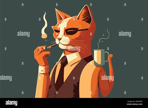 Cat smoking vector illustration Stock Vector Image & Art - Alamy