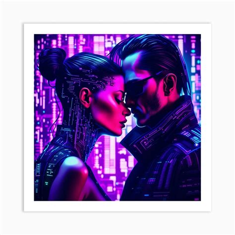 Cyberpunk Couple in Love 1 Art Print by Open Your Reality - Fy