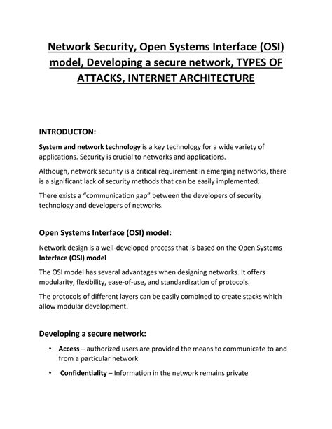 SOLUTION: Network security open systems interface osi model developing a secure network types of ...