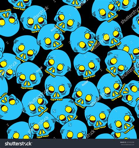 Hand Draw Skull Pattern Seamless Skull Stock Vector 237435298 - Shutterstock