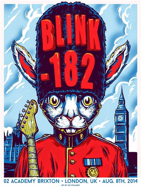 blink 182 London Poster by Ian Williams On Sale Details | London poster, Blink 182, Rock poster art