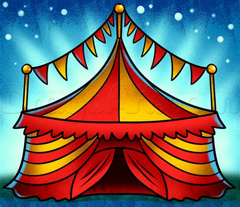 Circus Tent Drawing Tutorial, Step by Step, Buildings, Landmarks ...