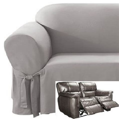 Dual Reclining LOVESEAT Slipcover Cotton Gray Sure Fit Recliner Grey ...