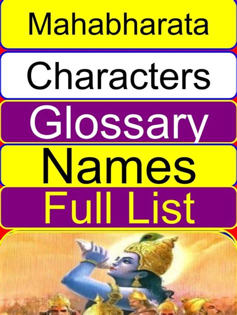 List of epic Mahabharata characters names (Glossary) - Bhagavan Bhakthi ...