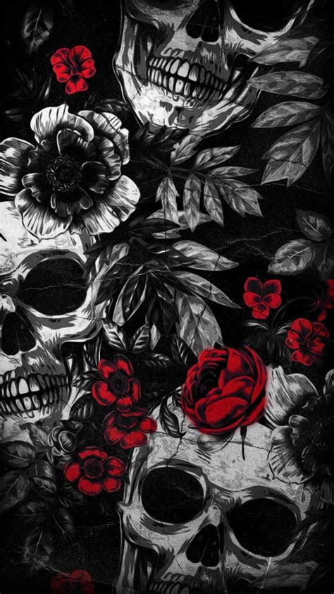 Skull Roses iPhone Wallpaper | Рисунки черепа, Иллюстрация скелета ...