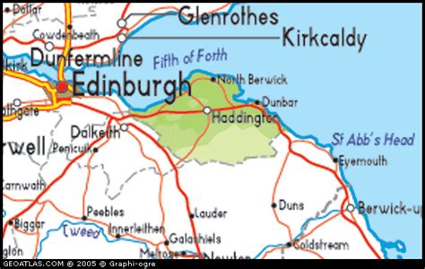 Map of Scotland, East Lothian, UK