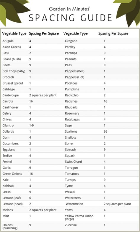 Square Foot Gardening Spacing Chart - Beautiful Insanity