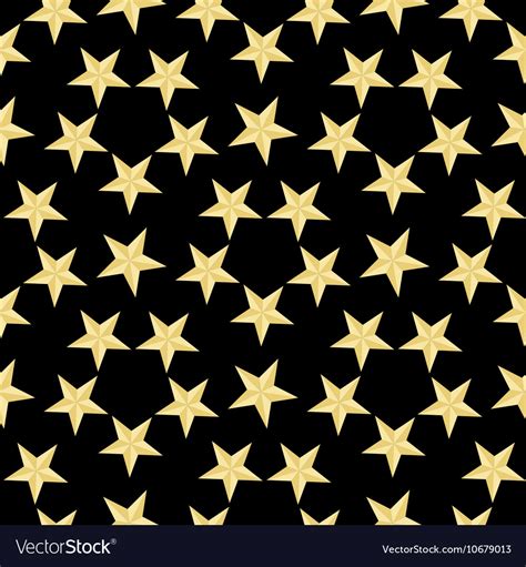 Gold stars pattern on the black background Vector Image