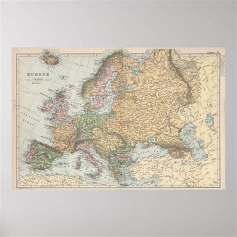 Vintage Europe Map Poster | Zazzle