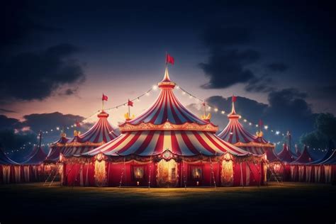 Premium Photo | Circus tent with illuminations lights at night Cirque facade