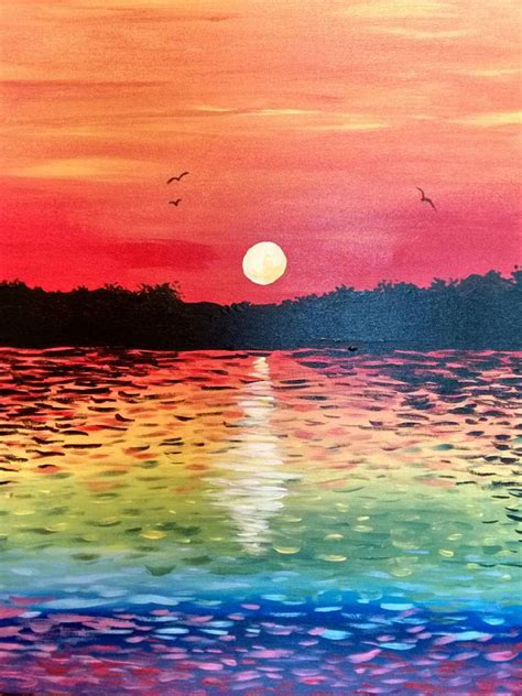 Sunset On Rainbow Lake by Susan Smith - Paint Nite Paintings | Art ...