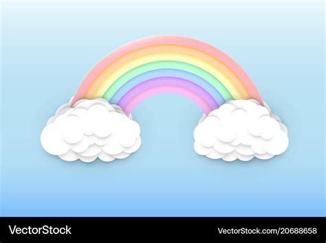 Pastel colors rainbow and clouds Royalty Free Vector Image