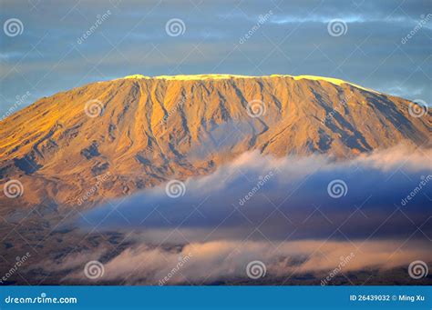 Top of Kilimanjaro Mountain in the Sunrise Stock Photo - Image of mount, landscape: 26439032