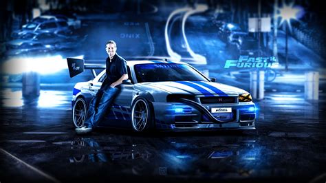 Paul Walker Skyline R34 Wallpaper