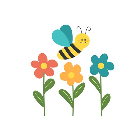 linda abeja con flores sobre fondo blanco. vectores para niños 5657919 Vector en Vecteezy