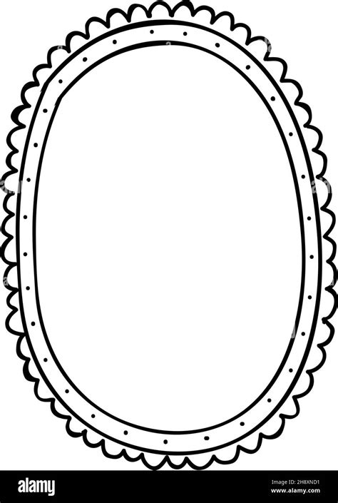 Cute oval frame template. Doodle mirror. Empty shape isolated on white background Stock Vector ...