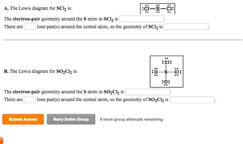 Solved A. The Lewis diagram for SCl2 is: The electron-pair | Chegg.com