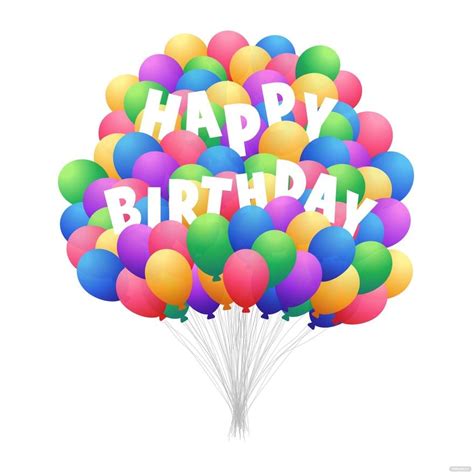 Colorful Happy Birthday Balloons Vector in Illustrator, SVG, JPG, EPS ...