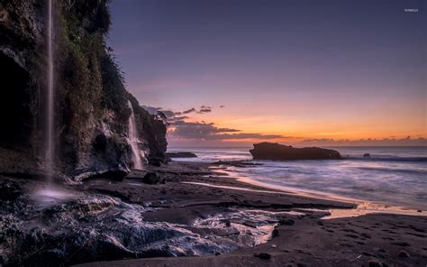 Water falling on the sandy beach at sunset wallpaper - Beach wallpapers - #51163