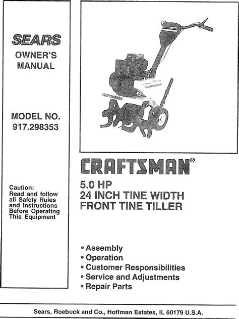 Craftsman 917298353 User Manual TILLER Manuals And Guides L0804229