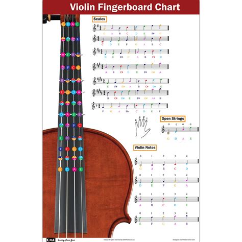 Buy Violin Fingering Chart with Color-Coded Notes, Learn Violin Scales Techniques Suitable for ...