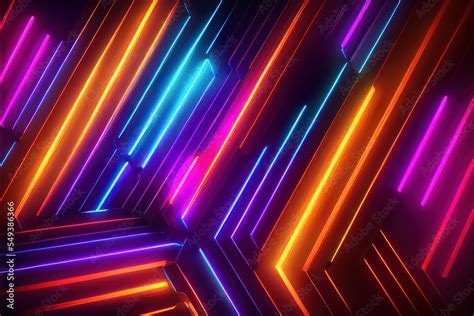 abstract background with glowing neon lights lines as colorful wallpaper header Stock ...