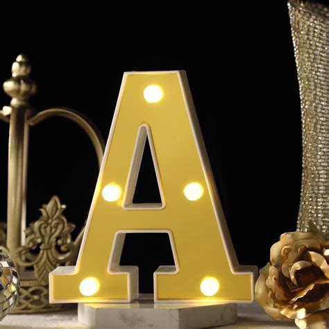 Efavormart 6" 3D Gold Marquee Letters 5 LED Light Up Letters Warm White ...