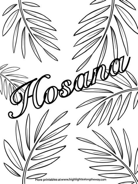 Palm Sunday "Hosansa" Printable Coloring Sheet -Palm Leaves