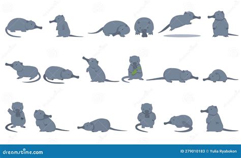 Desman Icons Set Cartoon . Beast Animal Stock Illustration ...