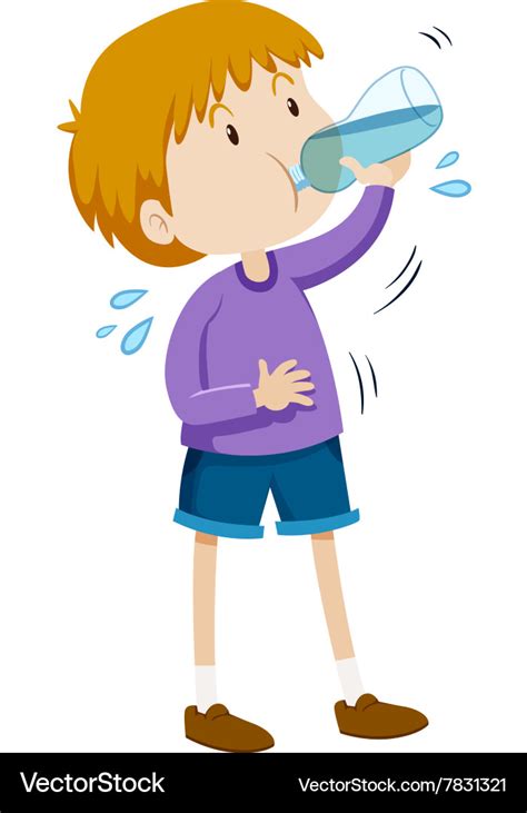 Boy drinking water from bottle Royalty Free Vector Image